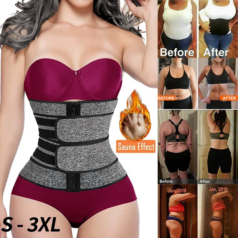 

Neoprene Waist Trainer Corset Workout Weight Loss Sauna Belt High Compression Sweat Body Shaper with Zipper