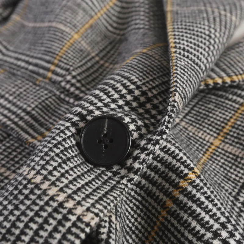 Клетчатое пальто длинный костюм полосатая шерстяная ветровка куртка осенняя и