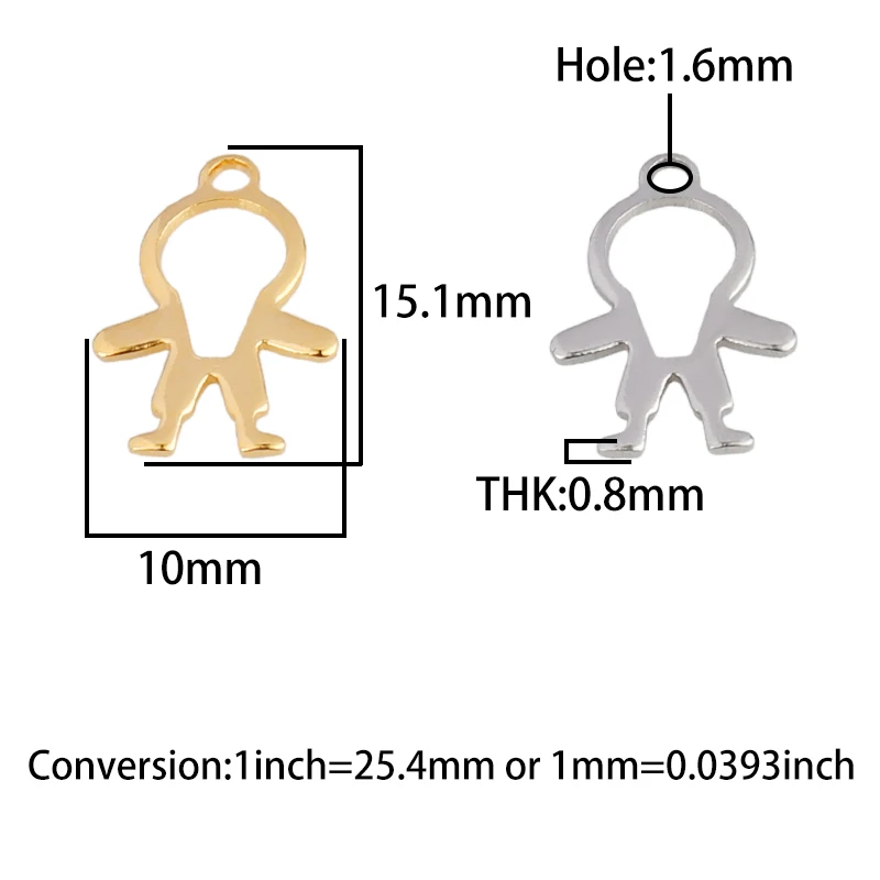 

20pcs High Quality Stainless Steel Gold Boy Small Charms Metal Charms Pendant Polished Jewelry Making Bracelet Accessories