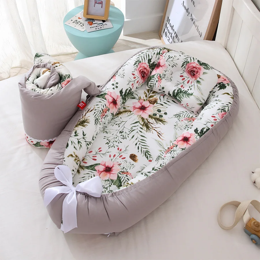 

85X50cm Baby Bed Todlder Baby Lounger Baby Nest Cotton Fabric Baby Cribs/cot Bassinet for Girls Boys
