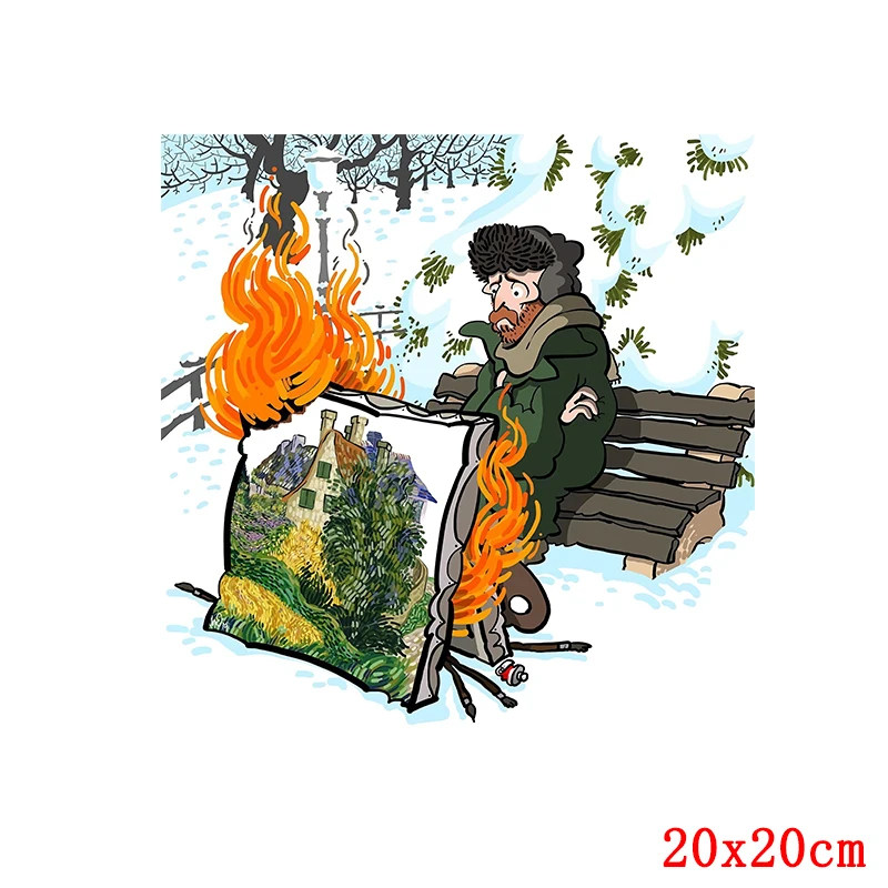 

Van Gogh Starry sky Iron On Transfers For Clothing Washable Heart-Transfers Appliques Thermo Stickers On Clothes DIY On Jacket