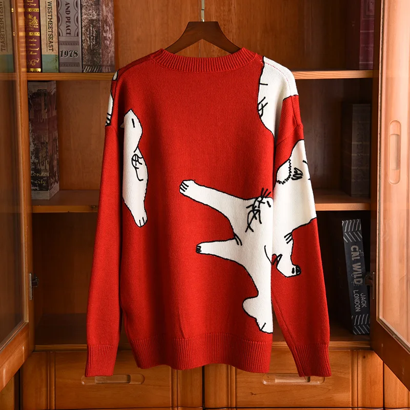 

Fashion Runway Loose Top Women Elegant Long sleeve Knitting Printed Wool Sweater Pullovers