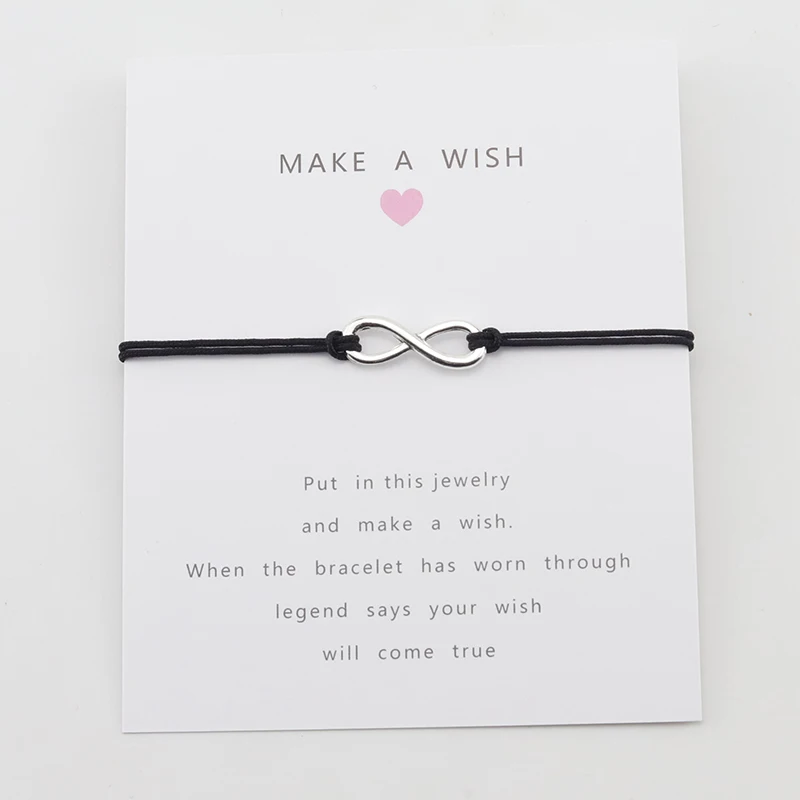 

Infinity Charm Lucky Wish Card Rope Women Bracelet For Women Men Friendship Adjustable Bracelets & Bangles Jewelry