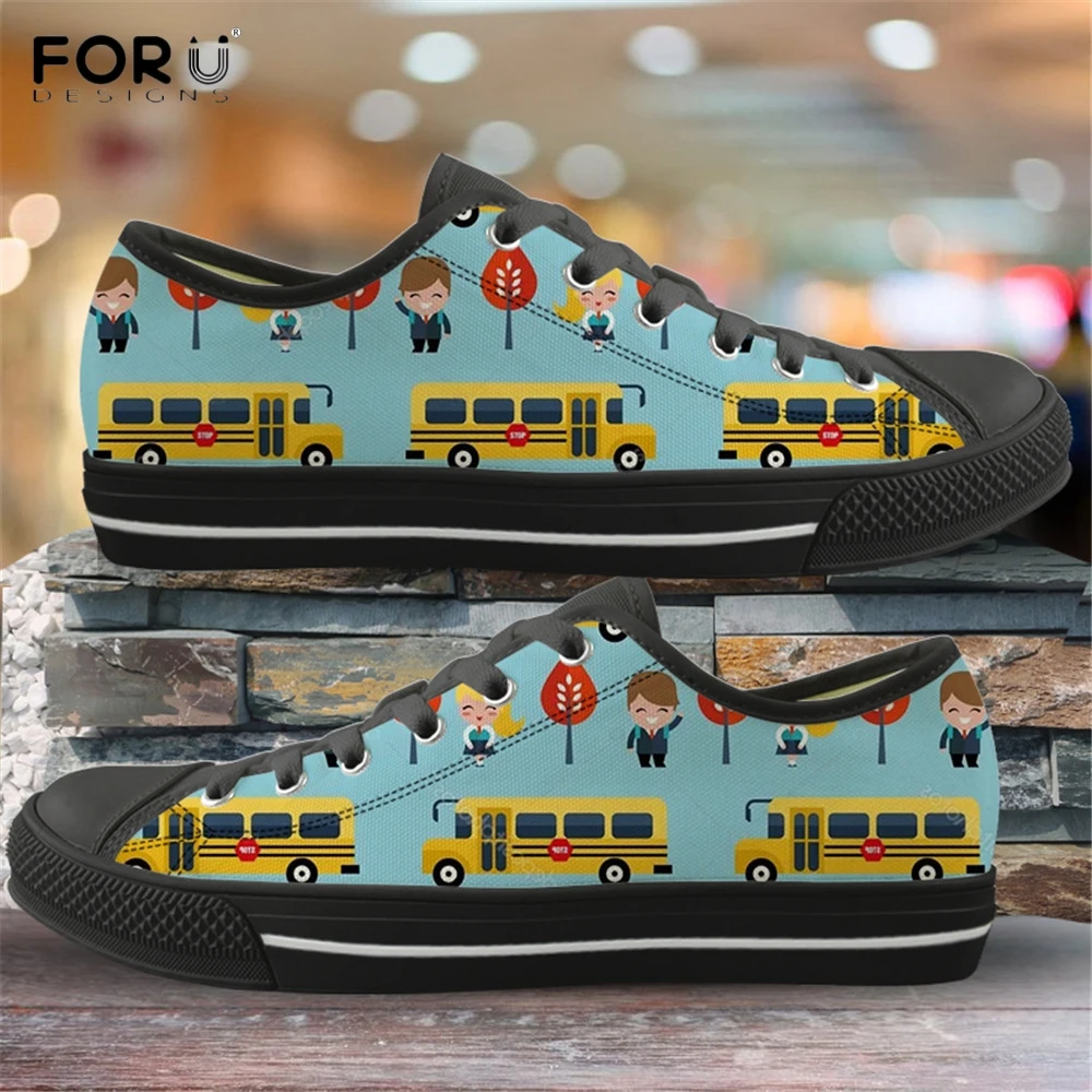 Женские классические кроссовки FORUDESIGNS холщовые туфли с рисунком машины желтого