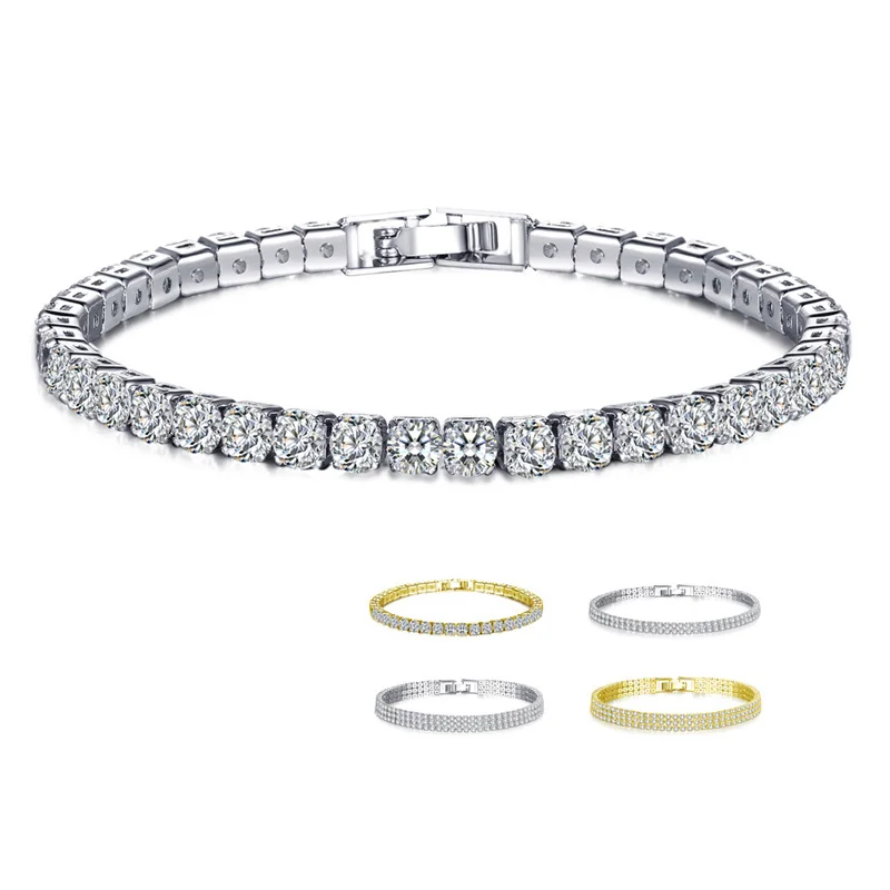 

New popular simple fashion women's bracelets one row, two rows and three rows full of diamond white stone bracelets
