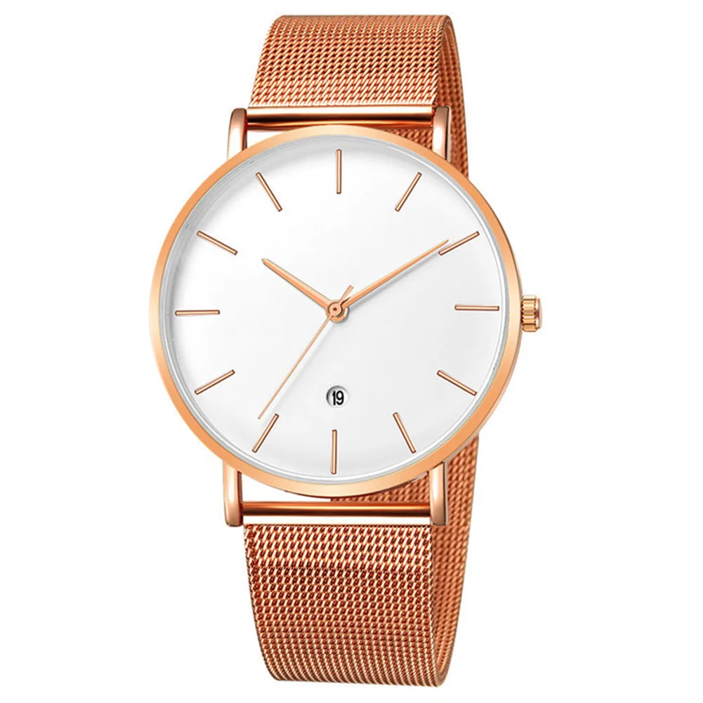 

Men Wrist Watch Accurate Mesh Belt Pin Buckled Students With Digital Calendar Easy Clean Casual Practical Fashion Quartz Round