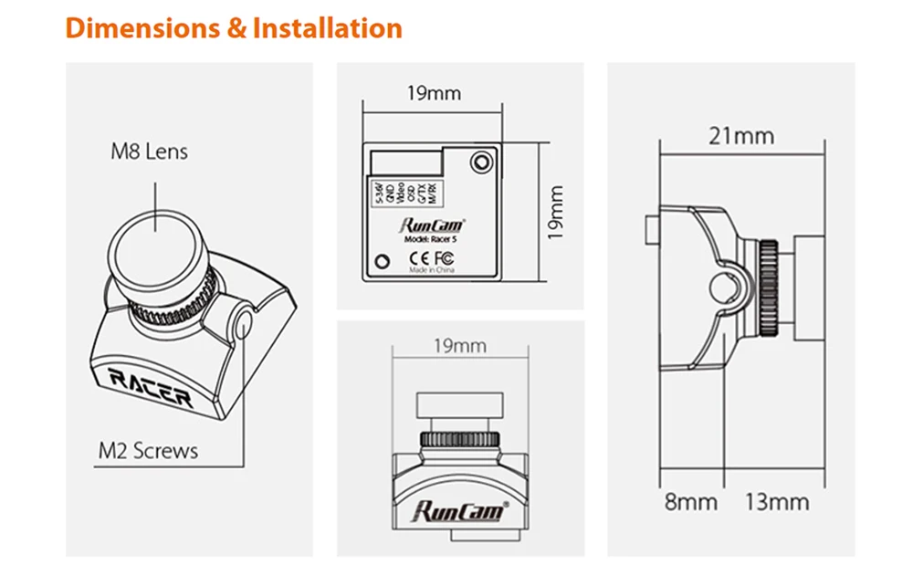 runcam racer 5 1000tvl 1821 мм встроенный супер wdr cmos