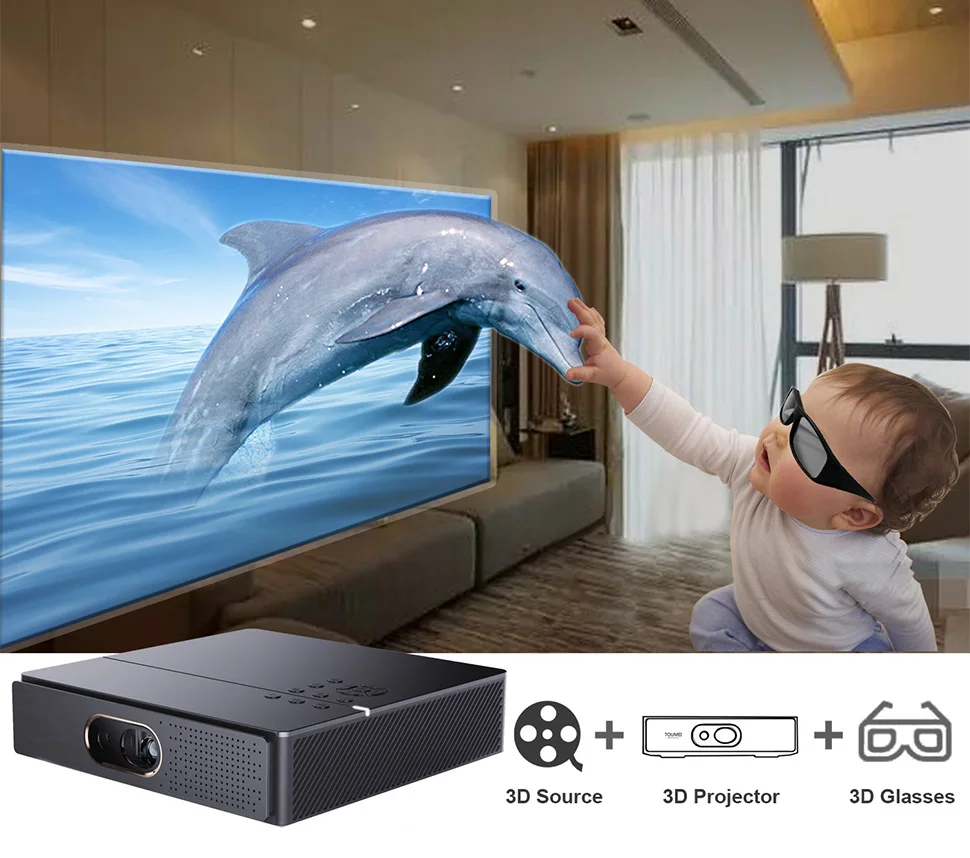 Проектор WZATCO S5 HD 4K Real 3D DLP с зумом автоматический кейстон Android 9 0 WiFi светодиодный