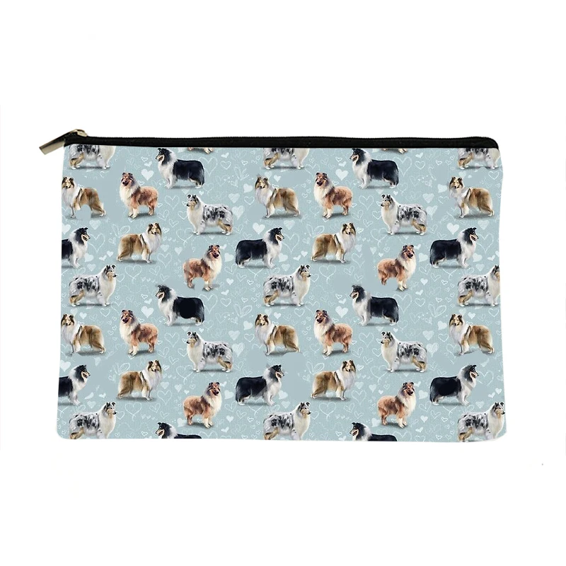 

Women Collie pattern blue Printed Make up bag Fashion Women Cosmetics Organizer Bag for Travel Colorful Storage Bag for Lady Bag