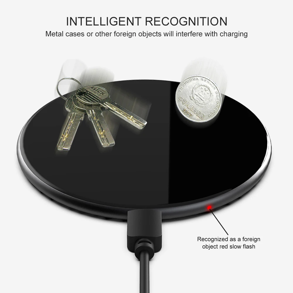 15 Вт зеркальное покрытие беспроводное зарядное устройство для Samsung Note 10 Plus S10 Xiaomi