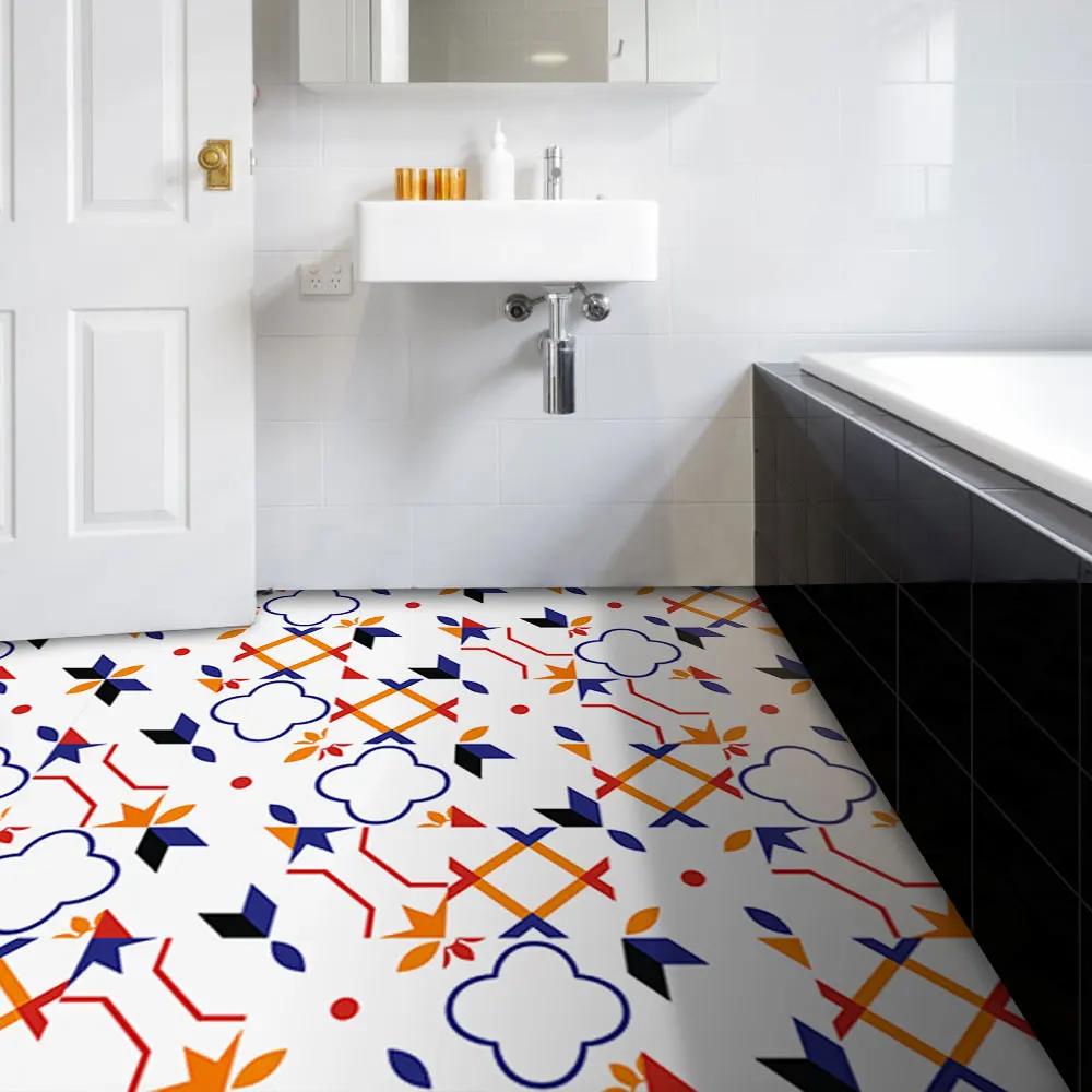 Самоклеящиеся цветные плитки с геометрическим рисунком ПВХ маслостойкие