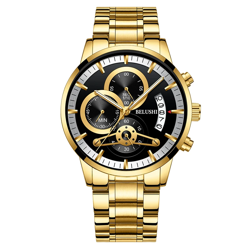 

New Men's Steel Band Six-Hand Chronograph Watch Business Luminous Waterproof Top Luxury Fashion Quartz Watch WA43
