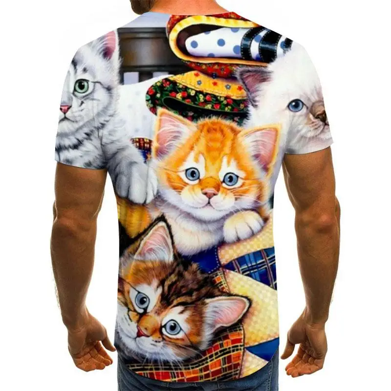 

New for 2021 Cool fashion t shirt for men and women two cats print 3d t shirt summer short sleeve t shirts male t shirts XXS-6XL