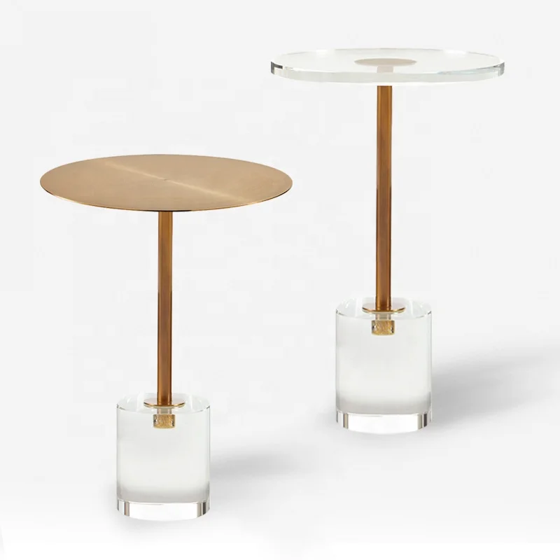 

Modern european simpe style furniture round acrylic coffee table gold