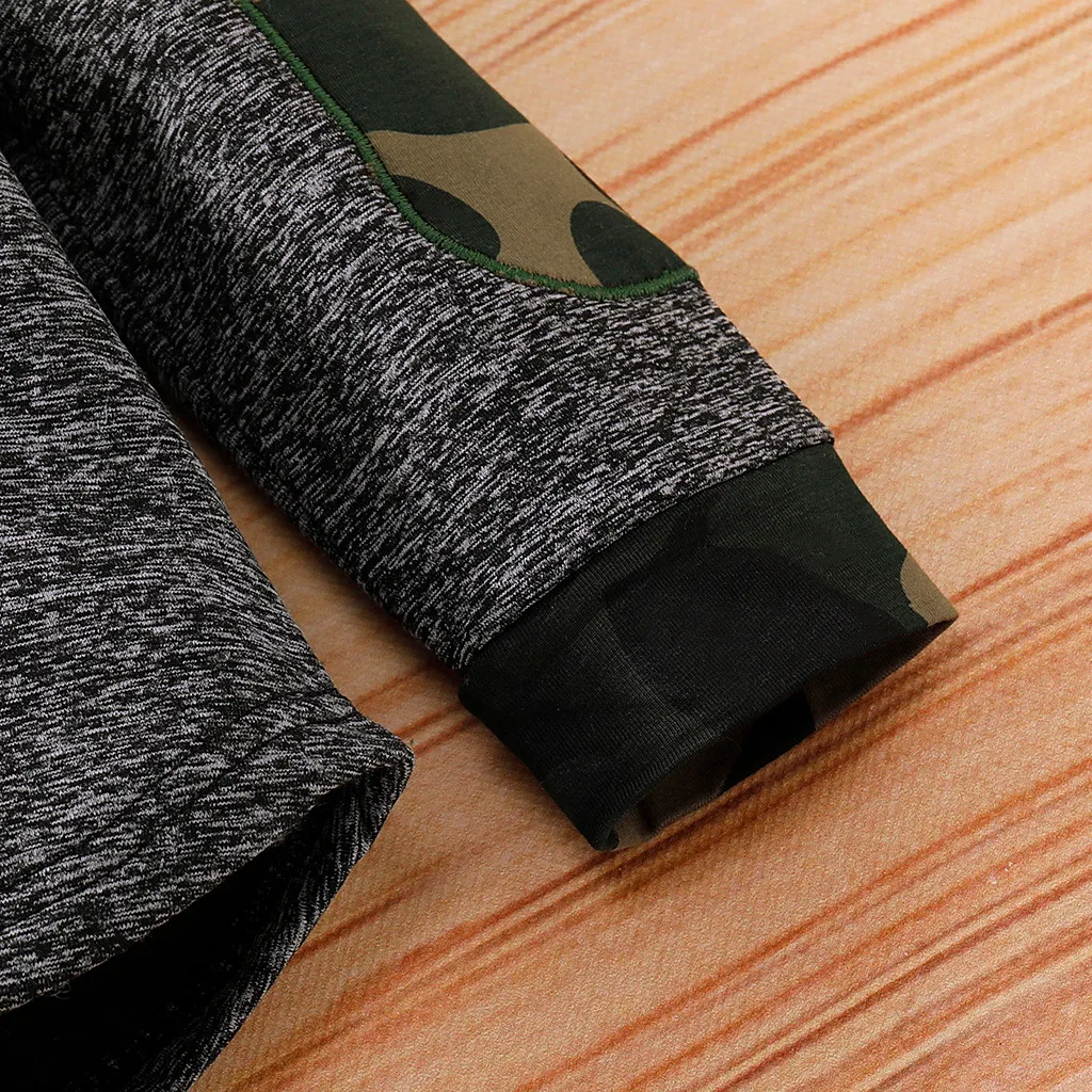 Камуфляжный пуловер с капюшоном для маленьких мальчиков и девочек топы штаны