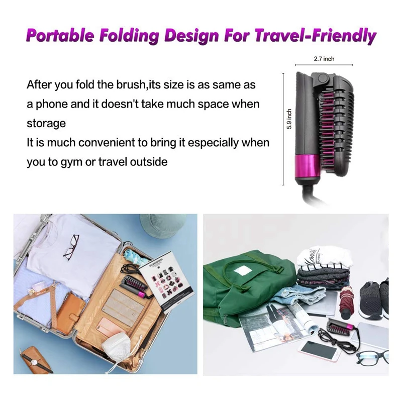 

Folding Hair Straightener Brush, Beard Straightener Comb with Anti-Scald Feature,Portable for Home and Travel, US Plug