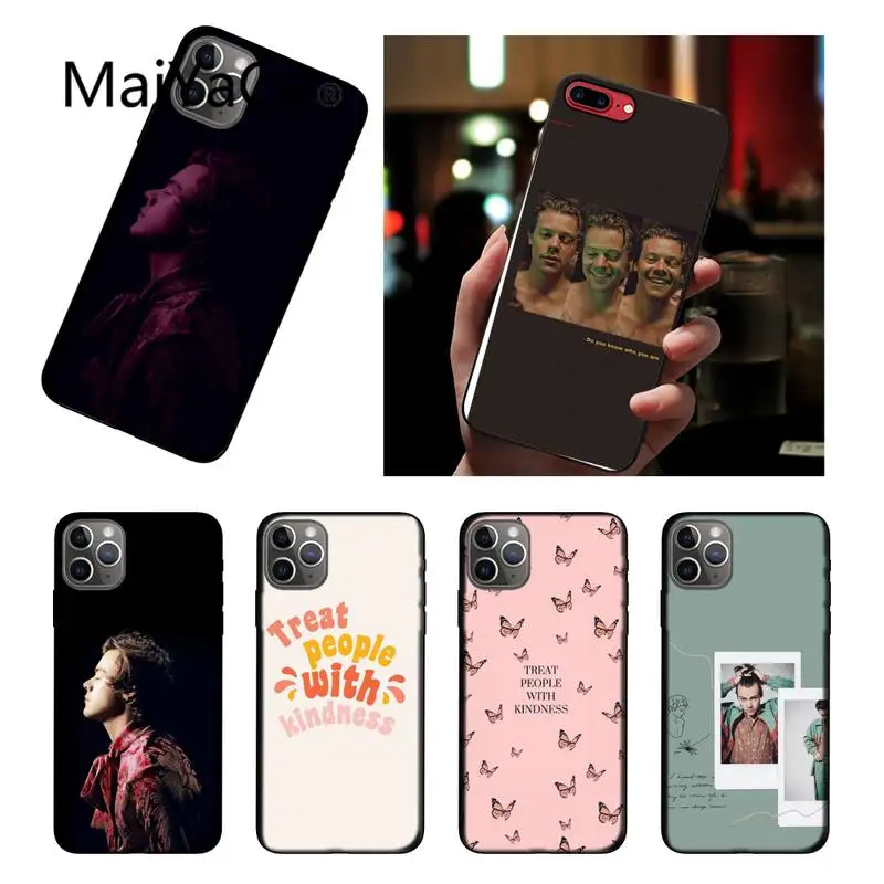 Силиконовый черный чехол для телефона MaiYaCa Harry Styles One Direction iPhone 12 8 7 6 6S Plus X XS MAX 5 5S SE XR