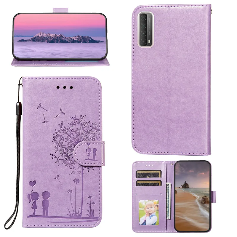 

For Huawei P Smart 2021 Case leather Silicon Flip Cover lovers Dandelion Phone Case For P Smart 2021 Case 6.67" coque bumper Bag