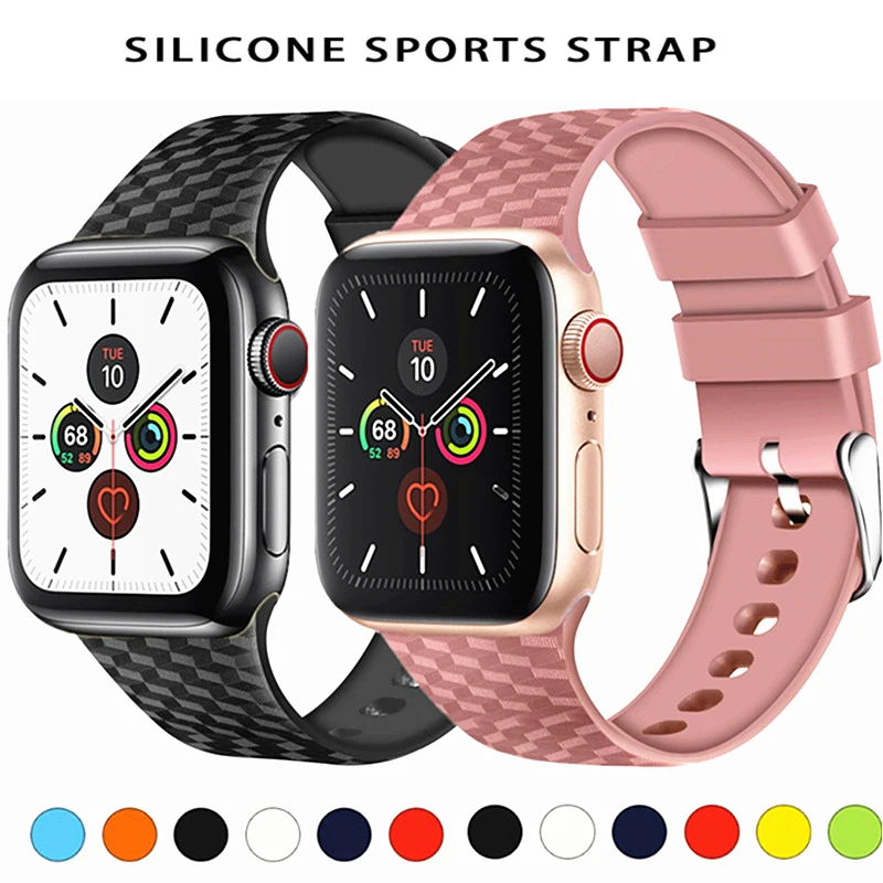 Ремешок для Apple watch band 44 мм 40 iwatch 42 38 3D текстура спортивный силиконовый ремешок