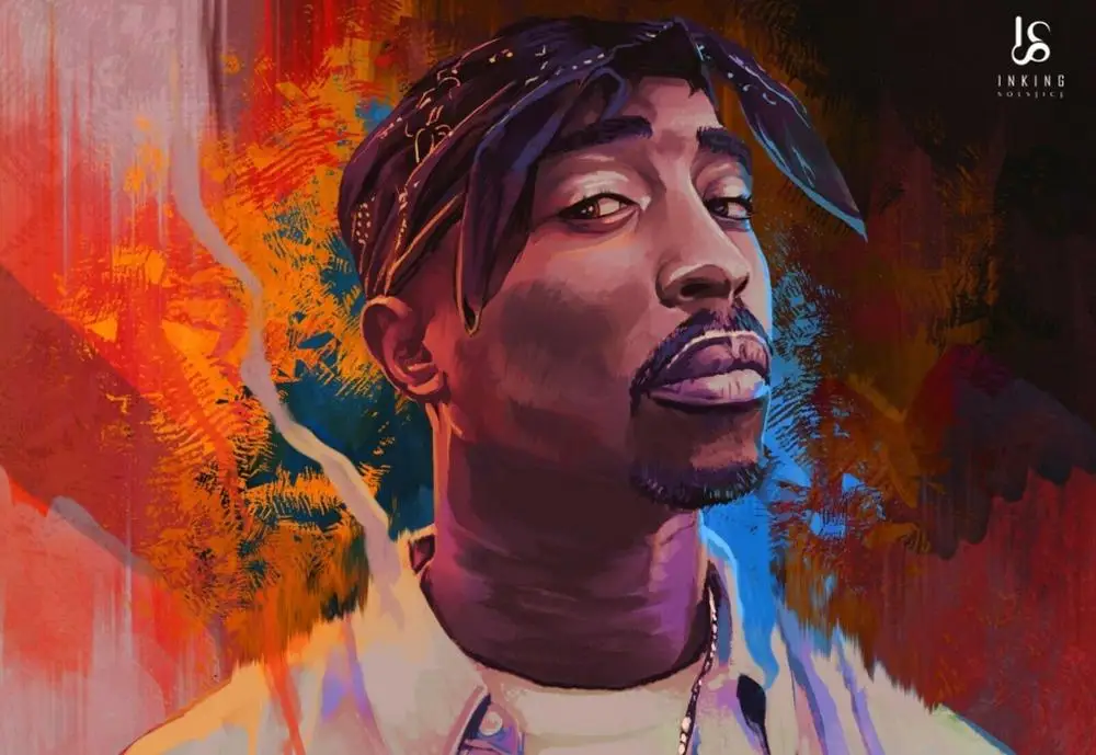 

Tupac Shakur Art Poster Tribute by Inking Solstice - Rap Hip-Hop paintings canvas Prints Wall Art For Living Room Bedroom Decor