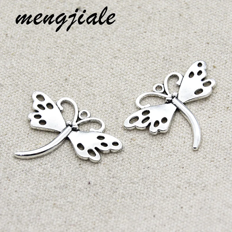 8 шт. Оптовая продажа Детское нижнее белье античное серебро Стрекоза Подвески из