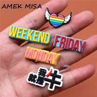 color heart pvc shoe charms accessories awesome monday wednesday weekend shoe buckle decorations fit kids x mas party gifts u263