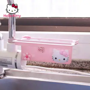 hello kitty cute cartoon faucet rack tableware sponge drain rack household kitchen punch free sink rag storage free global shipping