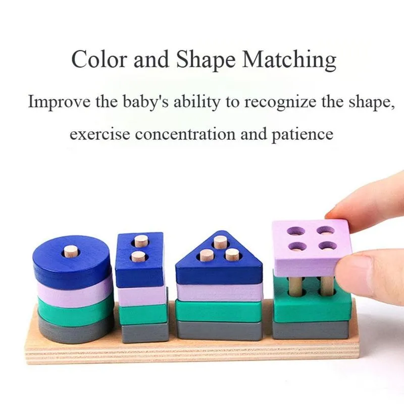 

Educational Toys Mini Size Wooden Montessori Toy Building Blocks Early Learning Color Shape Match Kids Toy for Boys Girls 2Y+