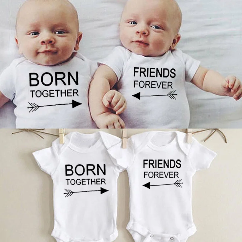 Новорожденный BabyRomper родился вместе друзья навсегда печати для новорожденных