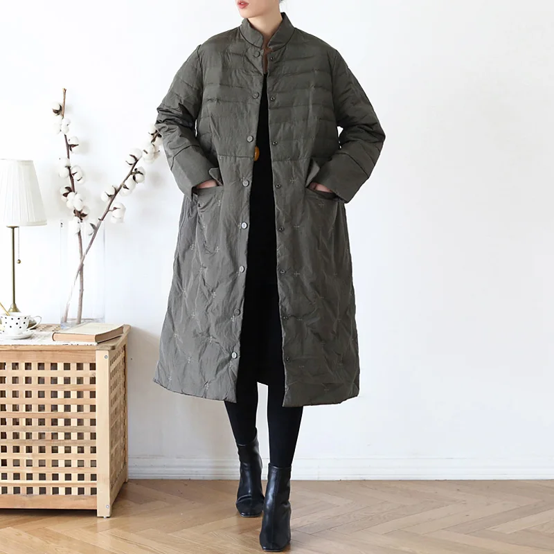 Женская парка с длинным рукавом Johnature винтажная свободная карманами и пуговицами