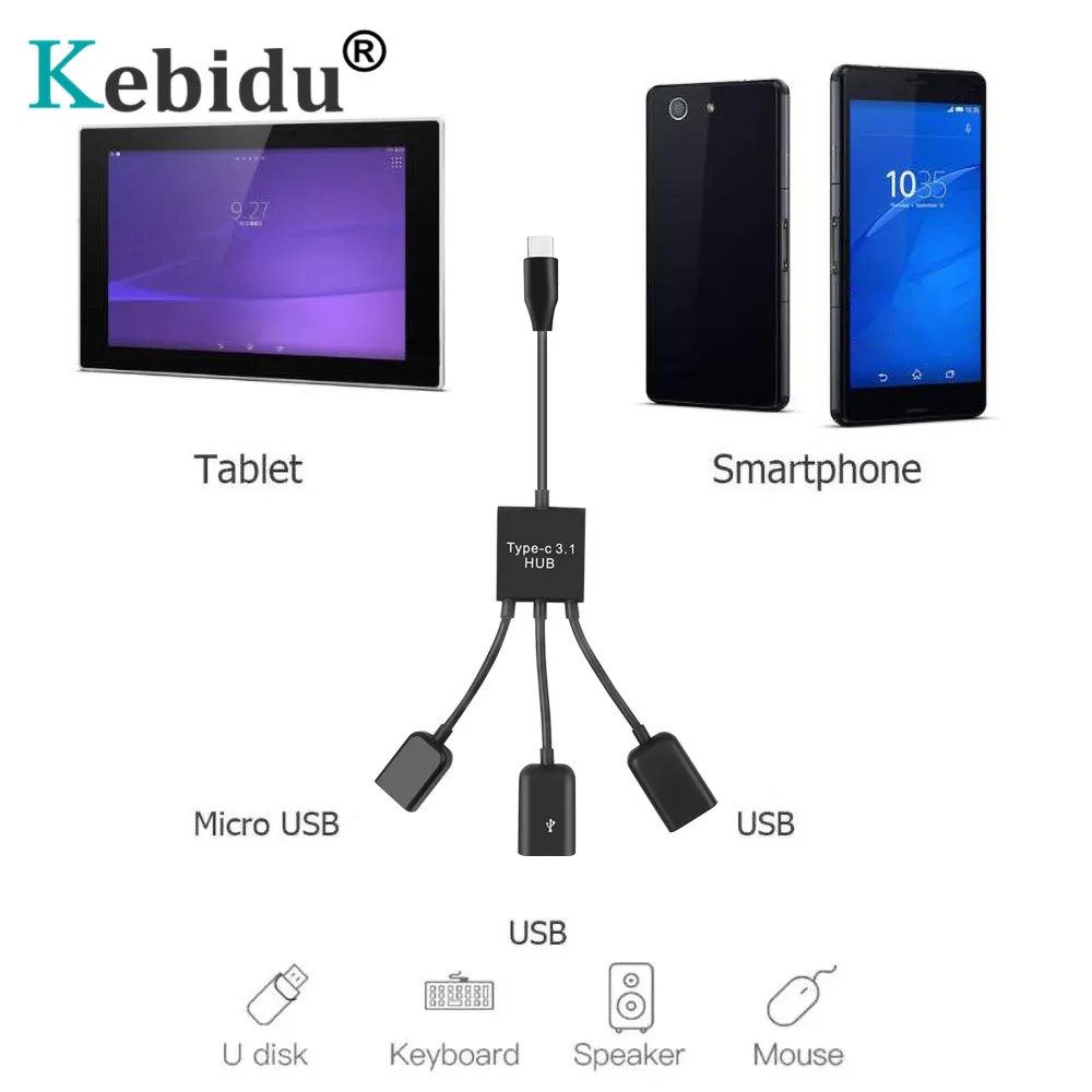Kebidu несколько USB C концентратор OTG 4 порта type зарядное устройство черз порт