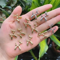 20pcs gold silver color dog charms for jewelry animal copper dog balloon pendant jewelry pendant for necklace