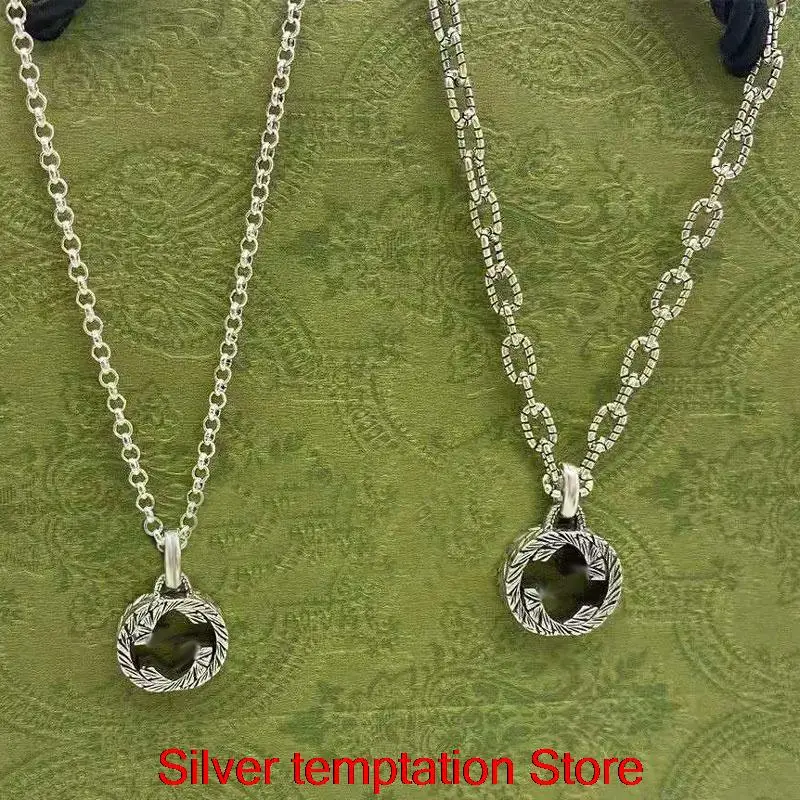 

925 Sterling Silver Engraving Double Necklace Luxury Charm Men And Women Couple Hip Hop Retro Trend Jewelry Of The Party Gift