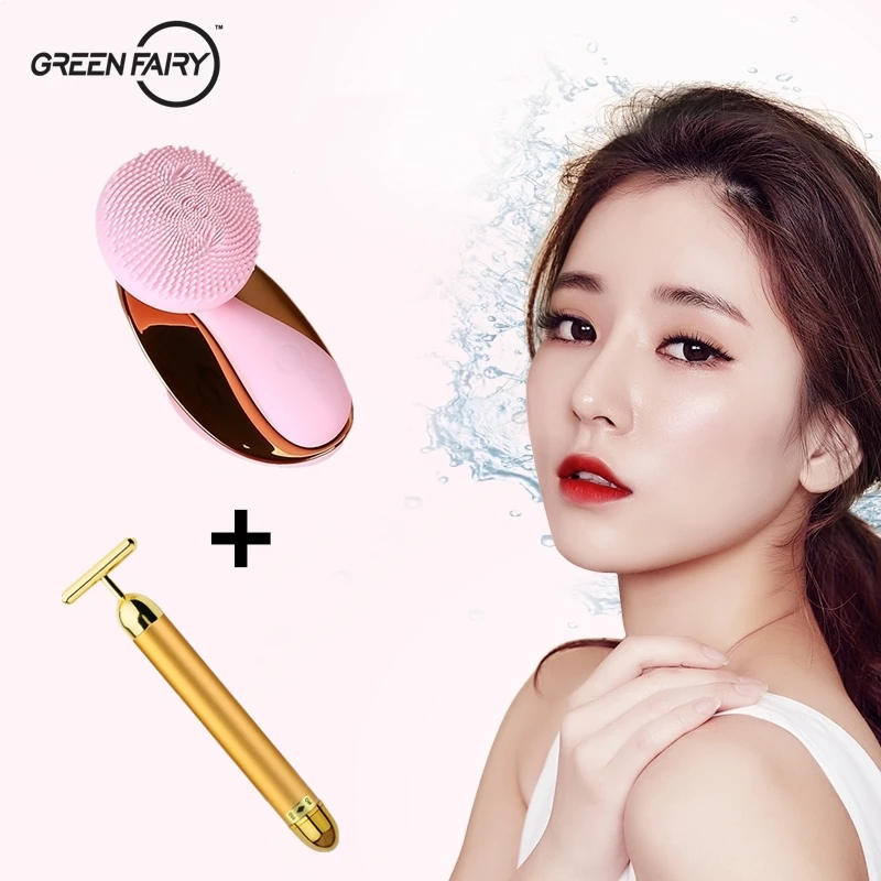 Сборная Очищающая щетка вибратор 4 передач мягкий силиконовый мини-массажер поры