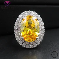 huisept trendy ring 925 silver jewelry with citrine zircon gemstone open finger rings accessories for women wedding party gifts