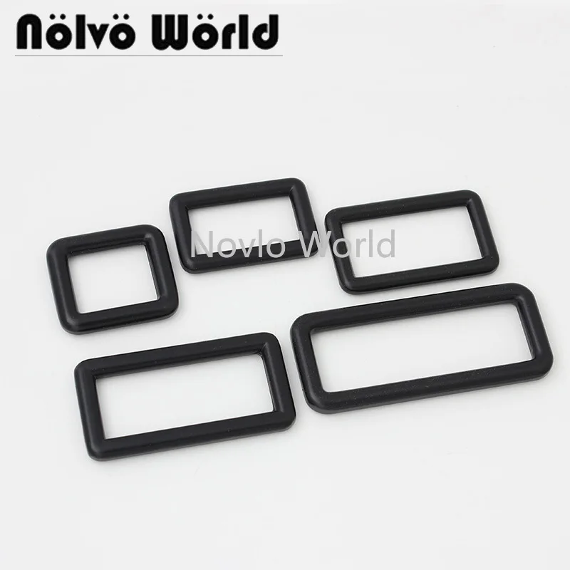 

10-50 pieces Dark black 19-25-32-38-51mm Rectangular Solid Ring Bag Connect Buckle DIY Backpack Bag Leather Craft Strap Rings