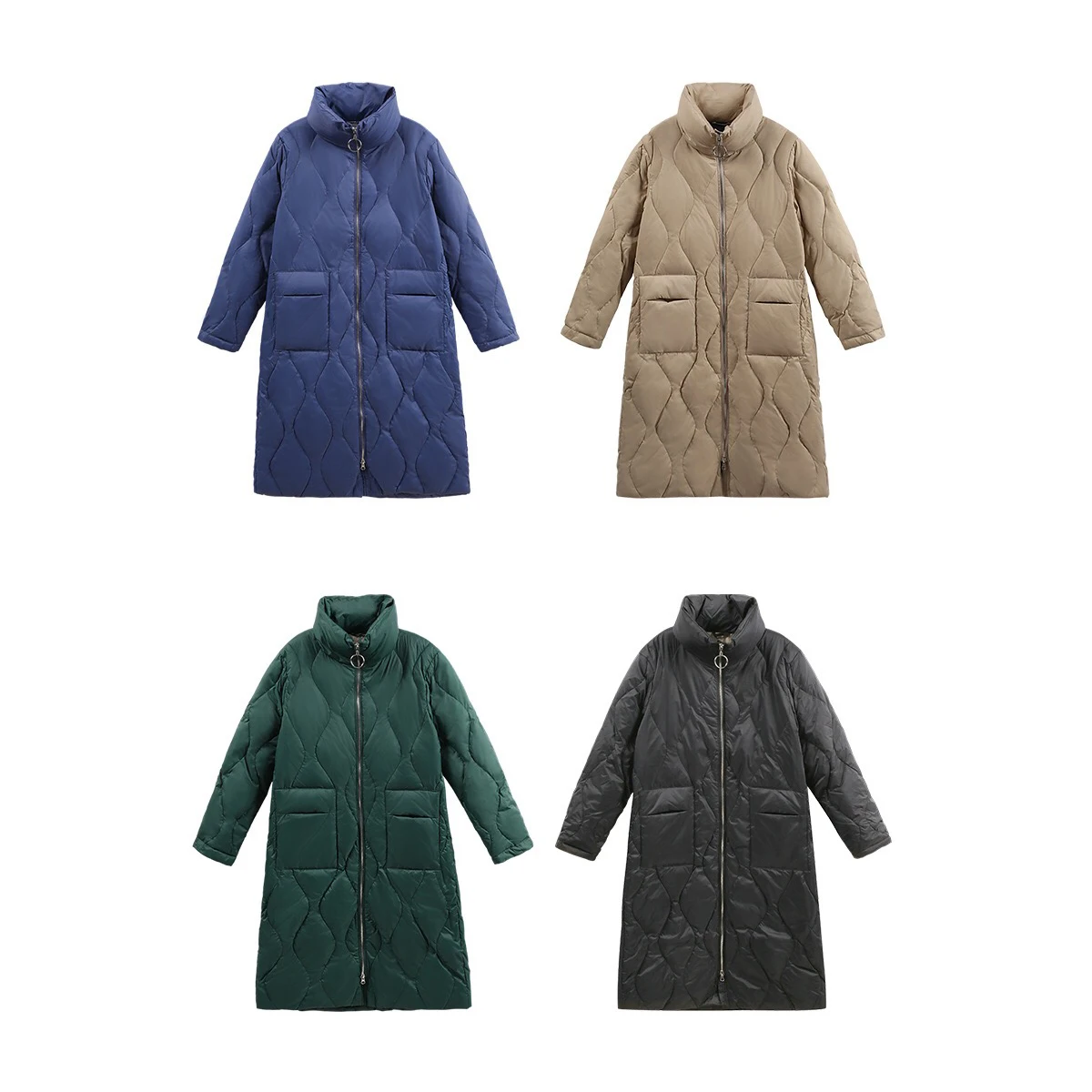 

2021 new style Korean fashion literary style down jacket women long over-the-knee white duck down loose and thin winter coat