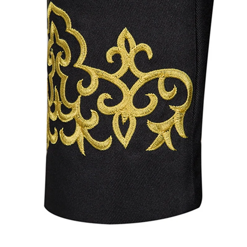 MJARTORIA мужской черный костюм с вышивкой пиджак стимпанк винтажный пиджак-фрак для