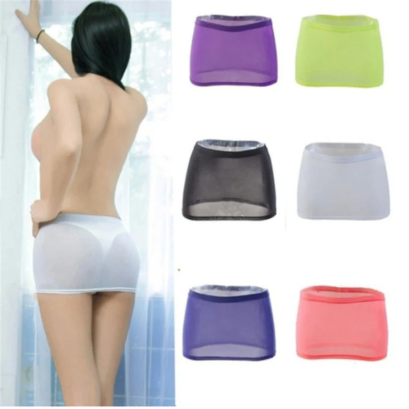 

Women Sexy Micro Red Black Skirts Milk Ice Silk See Through Transparent Pencil Skirt Night Club Fantasy Erotic Wear Tight Skirt