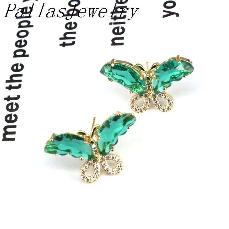 

New 10Pairs Fashion colorful glass earring stud,butterfly shape plated jewelry,new women love earrings
