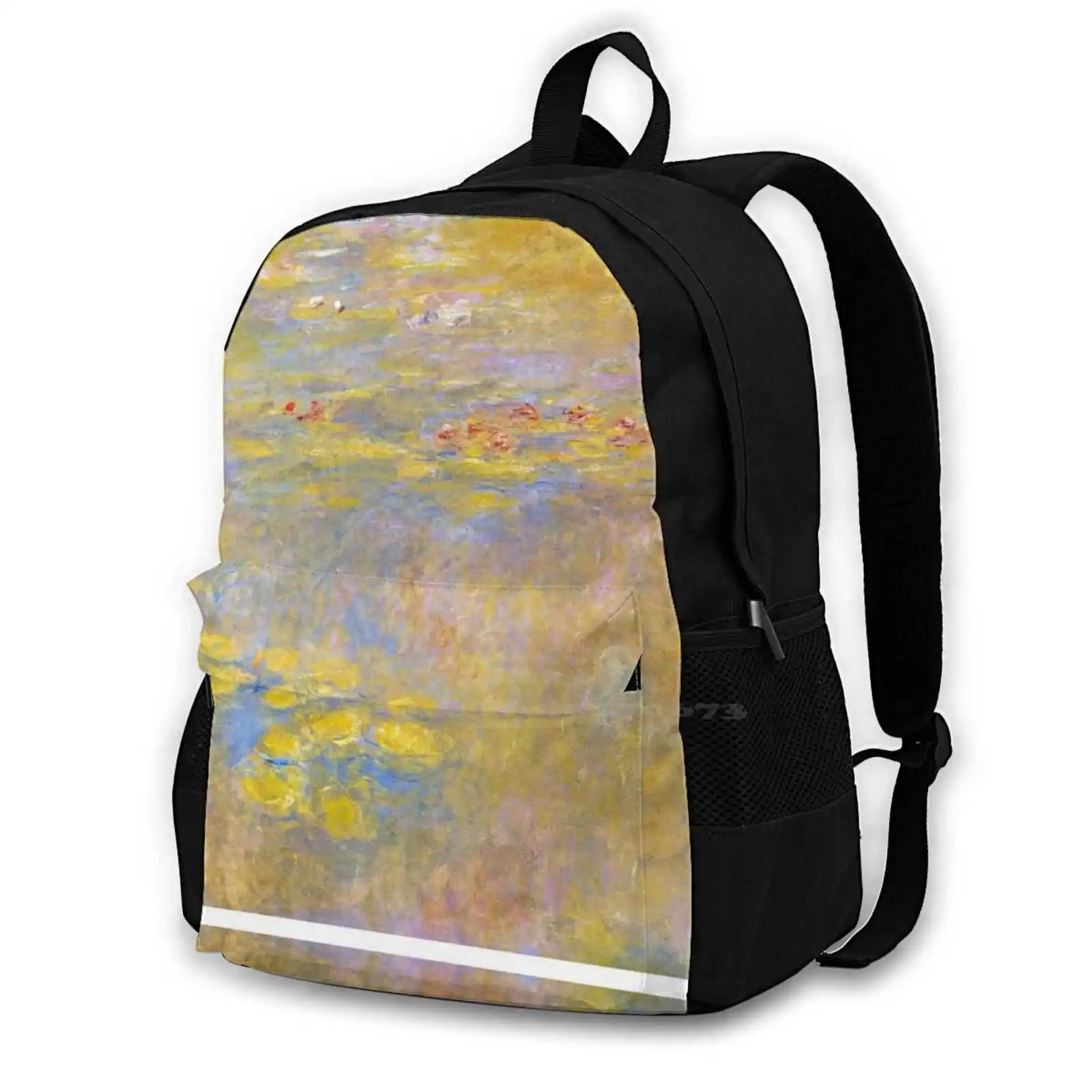 

Water Lilies Yellow Fine Art Bag Backpack For Men Women Girls Teenage Black Fine Art Claude Water Lilies Yellow French Ism Ist