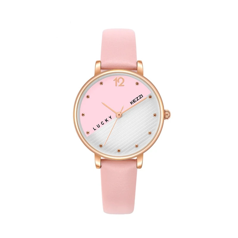 

STUDENT PERSONALITY LEATHER WATCHBAND GIRL LUCKY BIG DIAL WATCH WATERPROOF WATCH LADIES WRIST WATCH