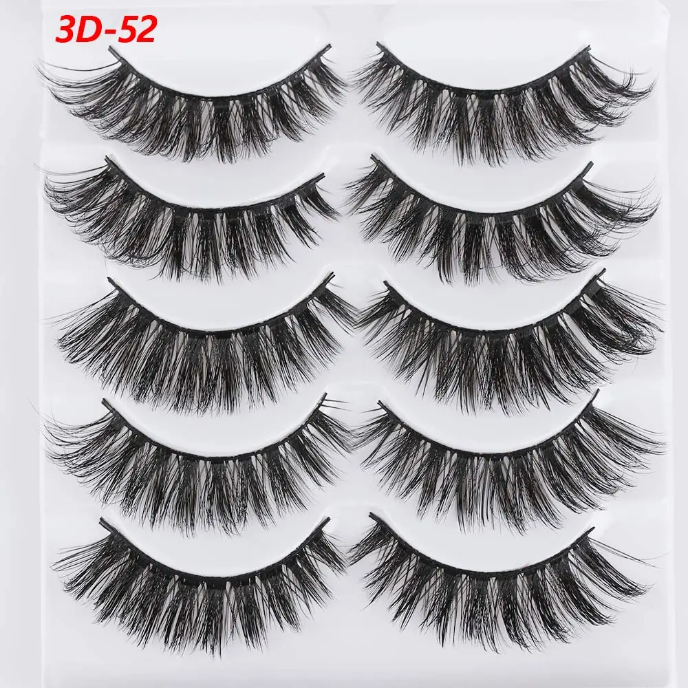 3D-52 SKONHED, 5 пар, 3D накладные ресницы из искусственного меха норки, накладные ресницы, полные полоски, удлинение, пушистые, Think Lashes, натуральный макияж для глаз, 8 видов стилей - Цвет: 3D-52