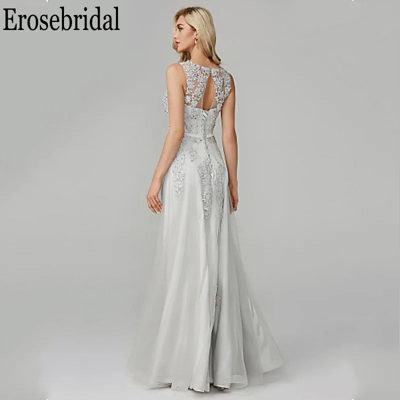 Erosebridal Элегантные Формальные платья Вечерние серые кружевные вечерние с бисером