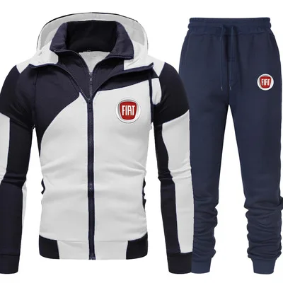 

New Spring Autumn Men's Fiat Car Logo Long Sleeve Hoodie Sets Zipper Sweatshirt Casual Sport Sweatpants Mens Tracksuits