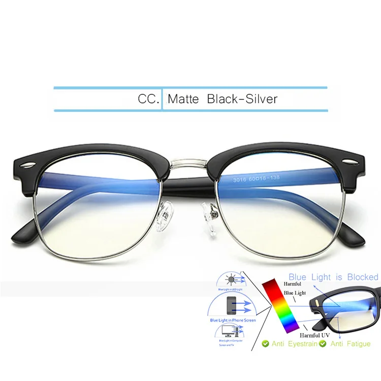 Clear-M Black-Silver IVSTA игровые очки мужские анти-Синие лучи компьютерные очки светильник блокирующая оптическая оправа близорукость очки желтые ночного видения 3016 - Цвет оправы: Clear-M Black-Silver