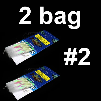 2 sets size 2 2 мешка = 10 шт. Сабики установки Мягкие светящиеся перья скумбрии бас трески приманки струнные крючки соленая вода искусственная приманка для рыбалки 5 размер - Цвет: 2 sets size 2