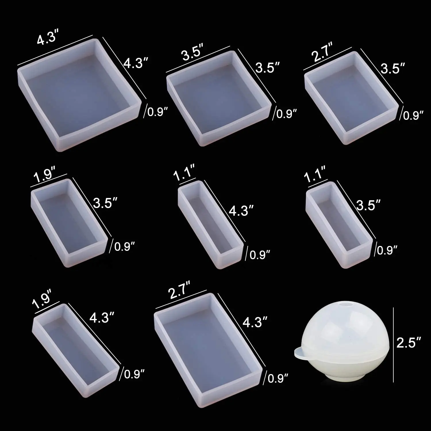 

Epoxy Resin Molds Casting Mold Silicone Square Ball Mould for Resin Jewelry, Soap, Dried Flower Leaf Insect Specimen DIY Fans