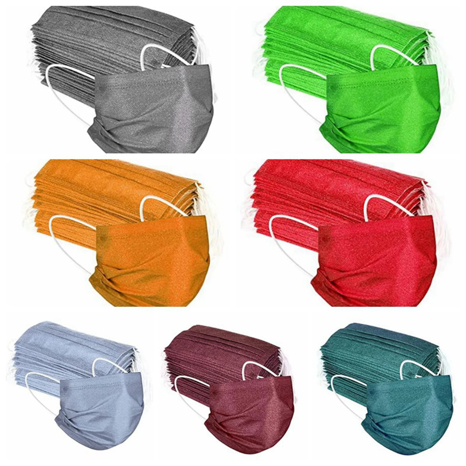 

50 шт., одноразовые рождественские 3-слойные фильтрующие маски для взрослых