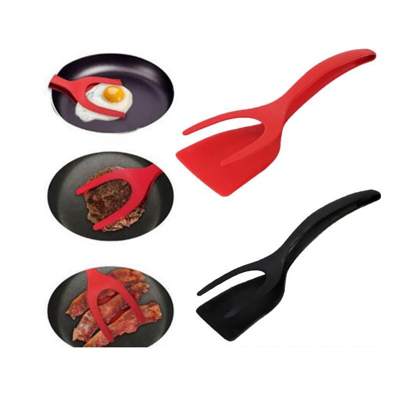 

2 In1 Multifunctional Food Clip Cooking Tongs Non-stick Grip Flip Bread Egg Steak Pancake Omelet Spatula Barbecue Kitchen Tools